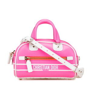 Dior Vibe Bowling Bag Handbag Pink White Leather
